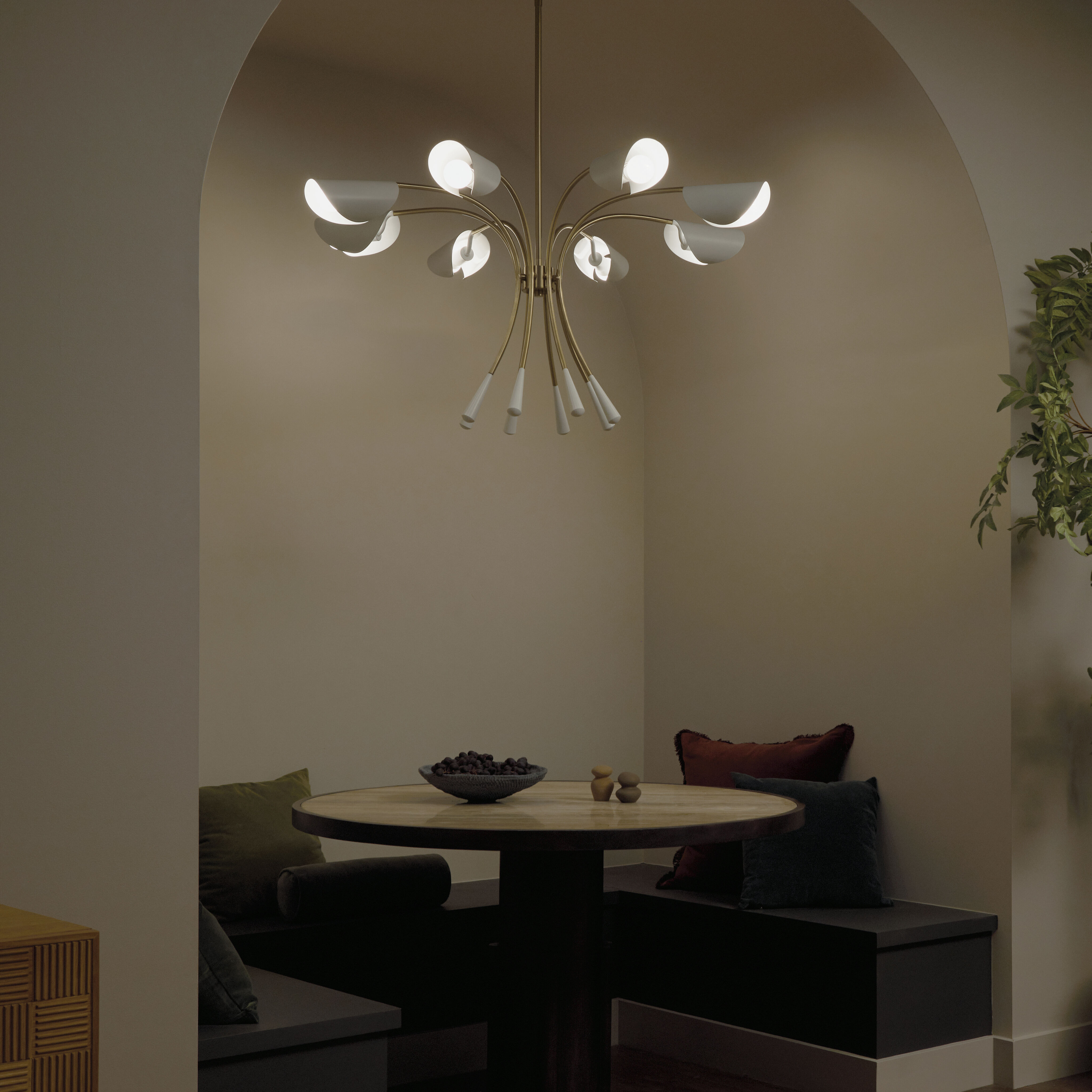 Arcus LED 45.5 inch Champagne Bronze with White Chandelier Ceiling Light